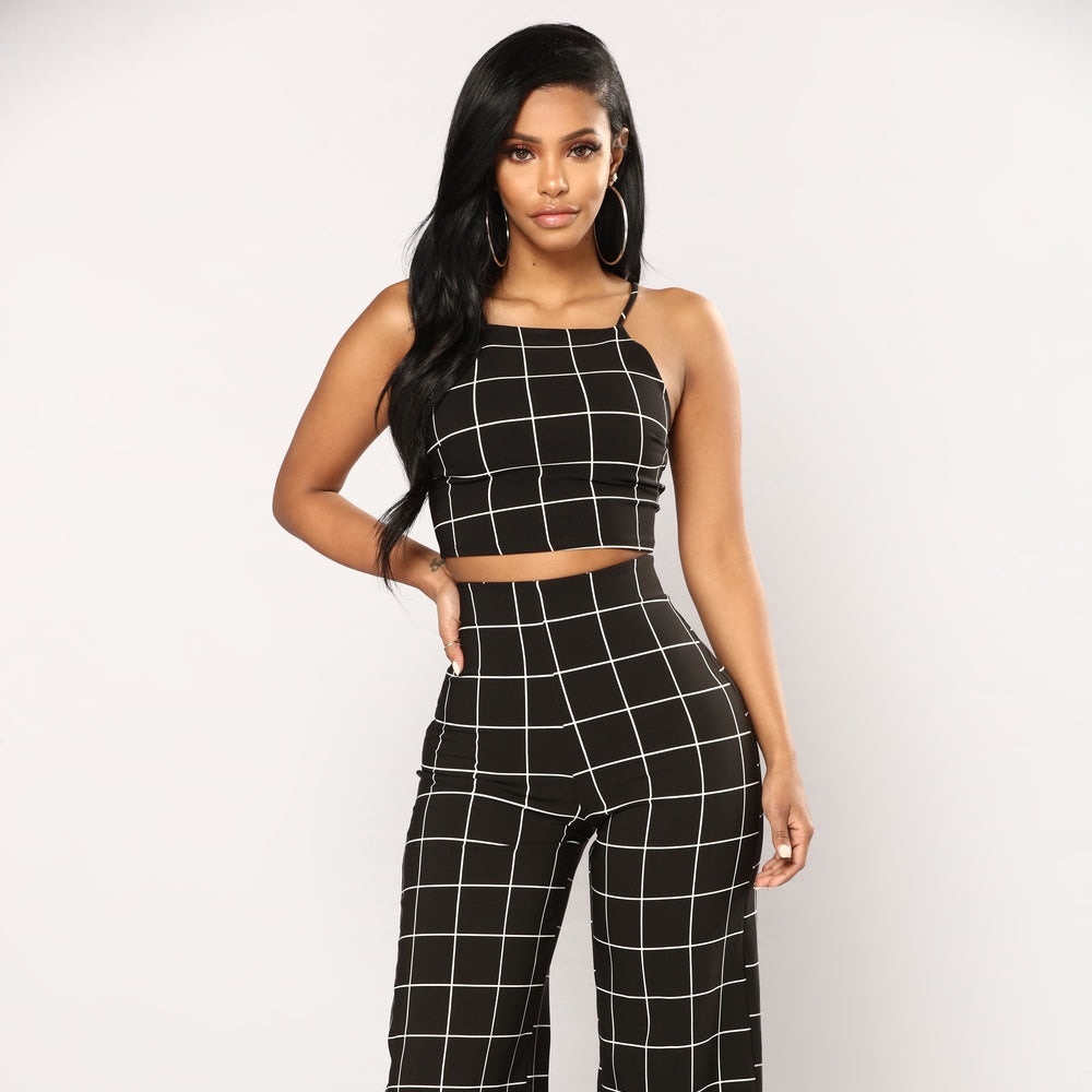 Take A picture Fashion nova pant set - Black/White